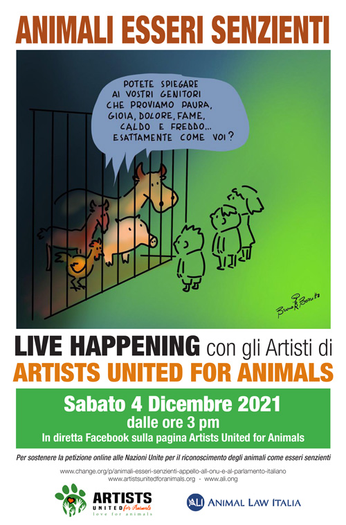 SABATO 4 DICEMBRE 2021 DALLE ORE 15: CONVEGNO CON TUTTI GLI ARTISTI DI ARTISTS UNITED FOR ANIMALS !